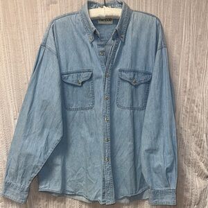 campus 1X Vintage Wash Upcycled Denim Blue Long Sleeve Shirt Snow Leopard Back